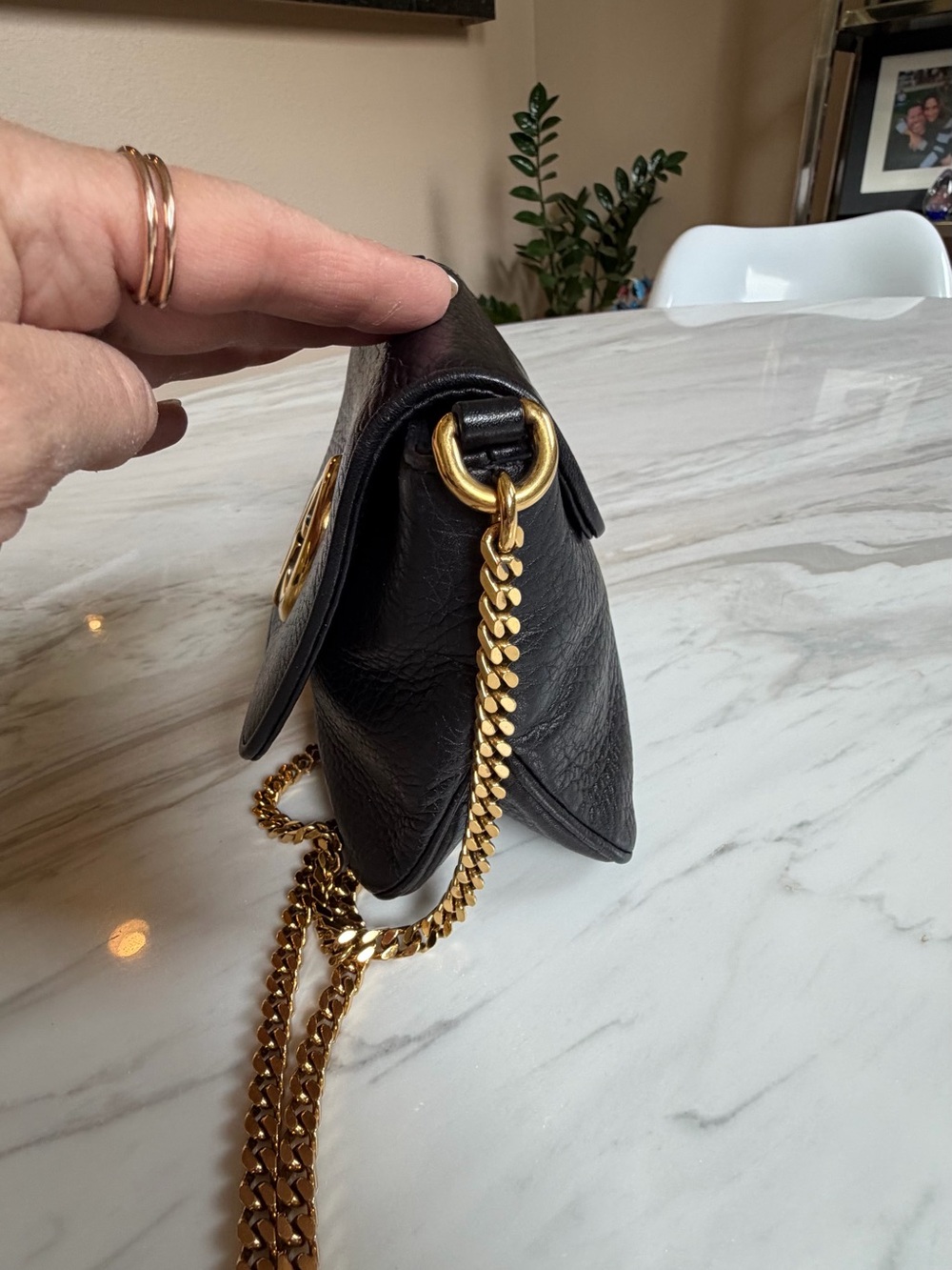 Gucci Black Pebbled Leather Crossbody with Gold GG Hardware - Picture 7 of 11